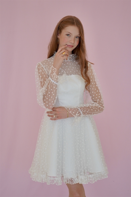 Konfirmationskjoler Bolette i tyl med hjerter